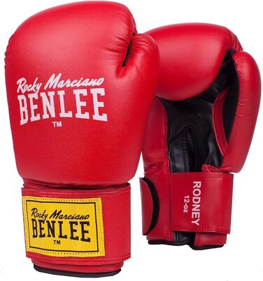 Боксерські рукавички Benlee зі штучної шкіри Rodney (Червоний / Чорний, 14 унцій, одномісні)