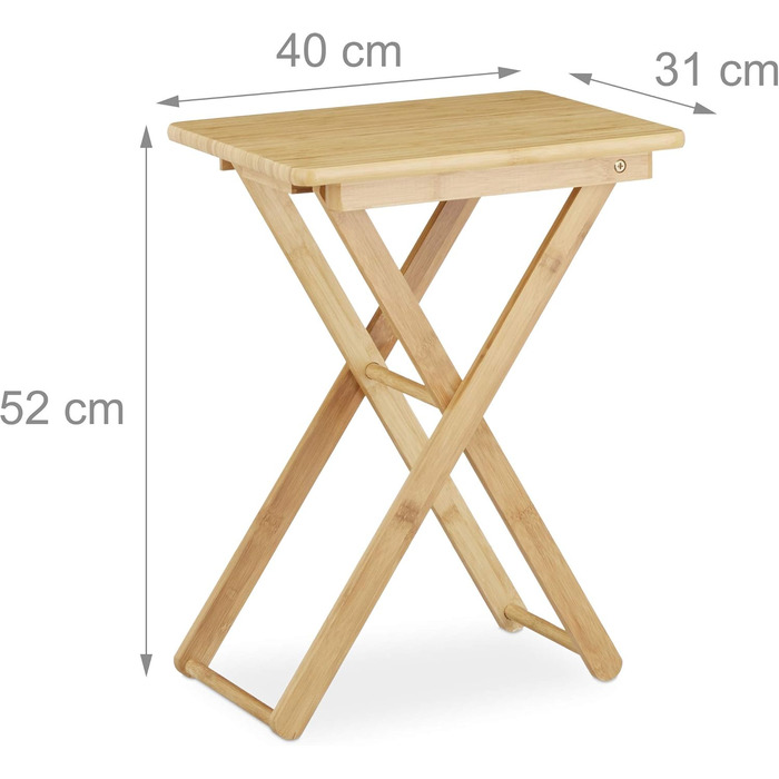 Розкладний журнальний столик Relaxdays, бамбук, прямокутний, приблизно 52x40x31 см, натуральний