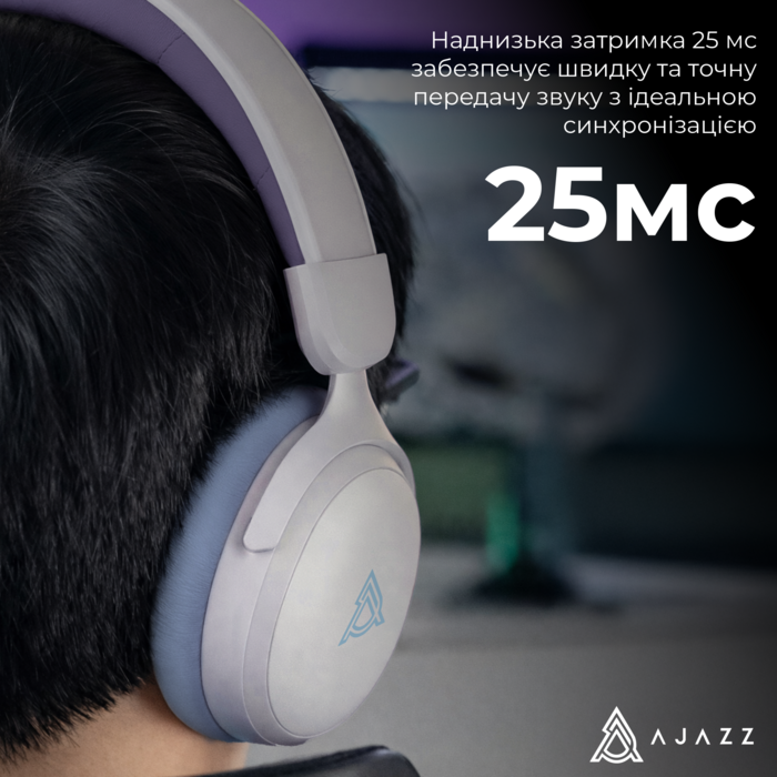 Бездротова ігрова гарнітура Ajazz AHM08 MAX Purple White Blue (AHM08-MAX-PWB)