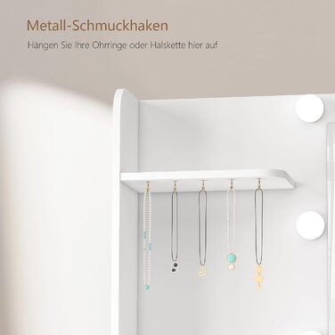 Дзеркальний туалетний столик TEENFON з LED-підсвіткою, 7 ящиками та 4 відкритими полицями, білий