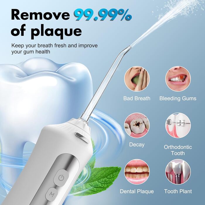 Електрична ірigator для порожнини рота BarberBoss QR-7024 (білий) - 5 насадок, різні режими очищення