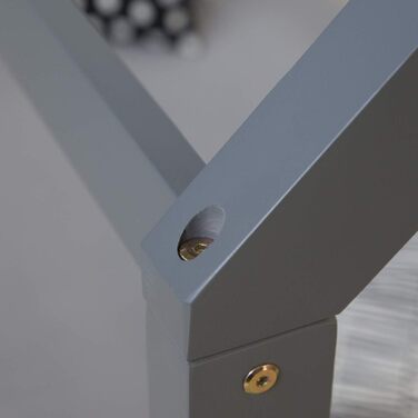 Дитяче ліжко Montessori Homestyle4u 90x200 см, сірий колір, з ламелями, з дерева (сосна)