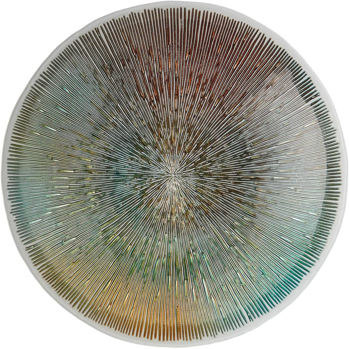 Діаметр 33 см - Різнокольорова декоративна скляна чаша для дому та святкових прикрас райдужне золото