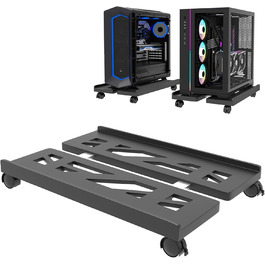 Підставка для комп'ютера на колесах, мобільна, чорна - для настільних ПК