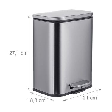 Відро для сміття Relaxdays з захистом від відбитків пальців, 5 л