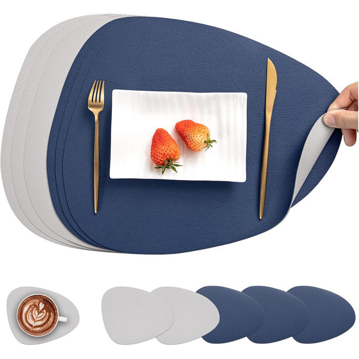 Набір серветок Myir JUN з екошкіри (6 шт., сіро-блакитний)