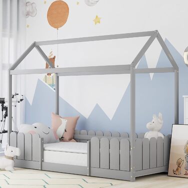 Двоярусне ліжко-хата Moimhear 90x200 см - універсальне ліжко з дерева для хлопчиків та дівчаток