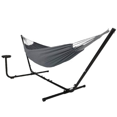 Гамак Vita5 з підставкою для двох осіб, двопосадильний вуличний гамак для саду, тераси та балкона, посилена стійка, витримує до 200 кг, темно-сірий