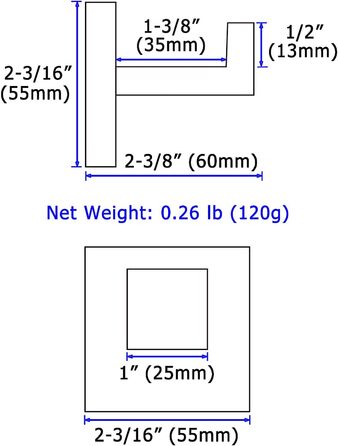 Кутовий простий гачок для банного рушника, 2 шт., вішалка для рушників з нержавіючої сталі SUS304, квадратний гачок для халата, настінне кріплення, (матовий нікель)