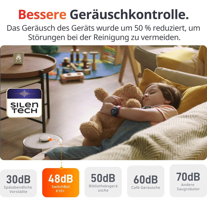 Робот-пилосос SwitchBot K10+ з док-станцією та вологими серветками, тиха робота 45dB, LiDAR-навігація, сумісний з Alexa