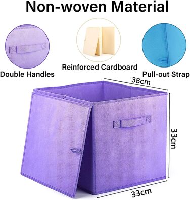 Коробка для зберігання тканини розміром 4 шт., складні ящики розміром 32 38 32 см, кубики для зберігання з ручками, Ящики для зберігання з тканини, ящик для зберігання для ящиків з каллак, спалень, шаф, (Різнокольоровий)