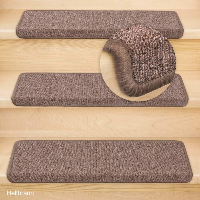 Набір килимків для сходів Metzker Ariston 15 шт.  прямокутних, світло-коричневі