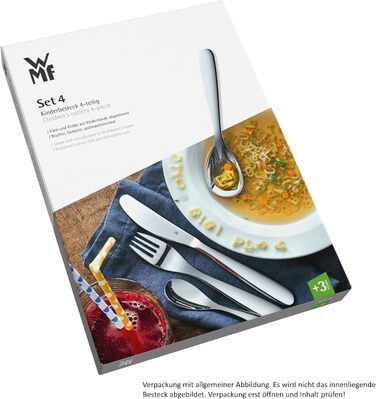 Набір дитячого столового прибору WMF Kinderbesteck Set, нержавіюча сталь, 4 шт., для дітей від 3 років, Cromargan, придатний для миття в посудомийній машині, без гравіювання