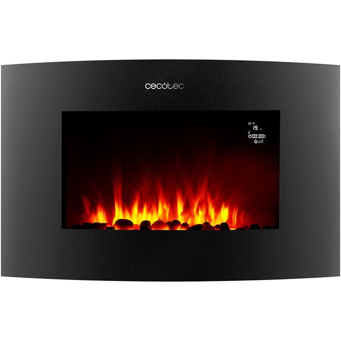 Декоративний електричний камін Cecotec ReadyWarm 2690 Flames Connected, 2000 Вт, Wi-Fi, білий, керування пультом, для 25 м², загартоване скло, 26 дюймів