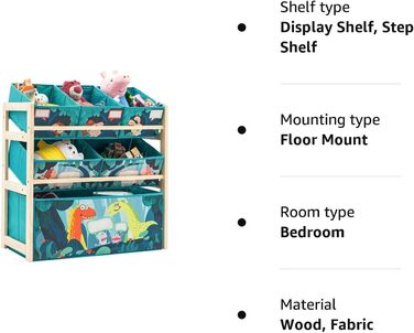 Дерев'яний органайзер для іграшок NUKied | 3-ярусна полиця з коробками | Для дитячої кімнати, школи, садочка