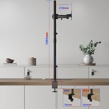 Тримач для двох моніторів Duronic DM35V2X1 | Регульована підставка для ПК з VESA 75/100, гнучка, для офісу та дому