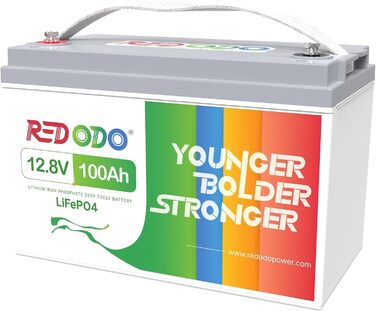 Акумулятор LiFePO4 Redodo 12V 100Ah, 100A BMS, 4000-15000 циклів, 1280 Вт, заміна свинцево-кислотних