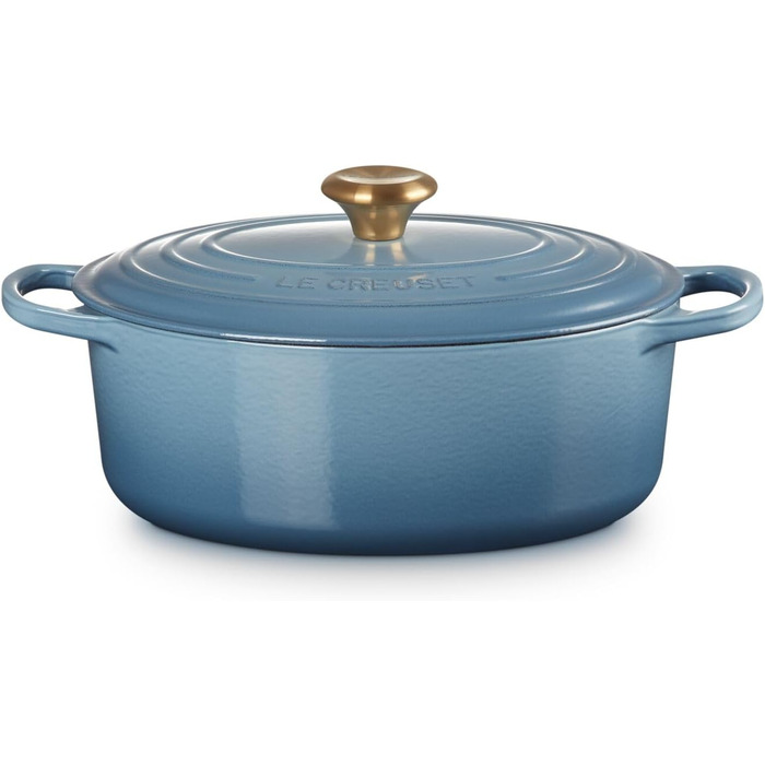 Le Creuset Signature Чавунна сковорода-жаровня з кришкою, овальна, 31 см, 8.9 л, для всіх типів плит, включаючи індукцію, колір Kirschrot
