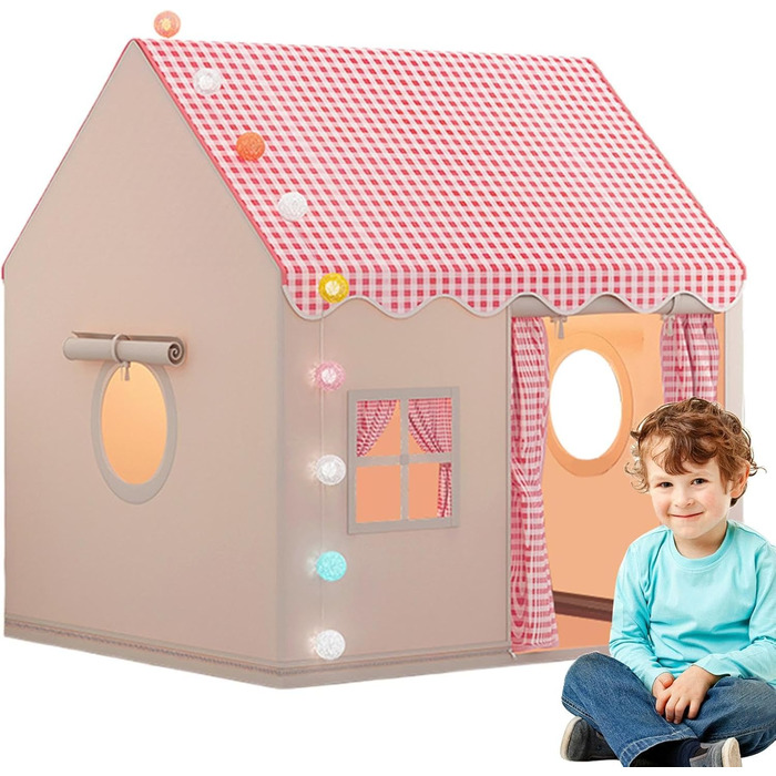 Дитячий намет-халапа для гри в приміщенні | Халапа-замок для дітей, великий намет для ігор вдома, міцна конструкція, червоний колір