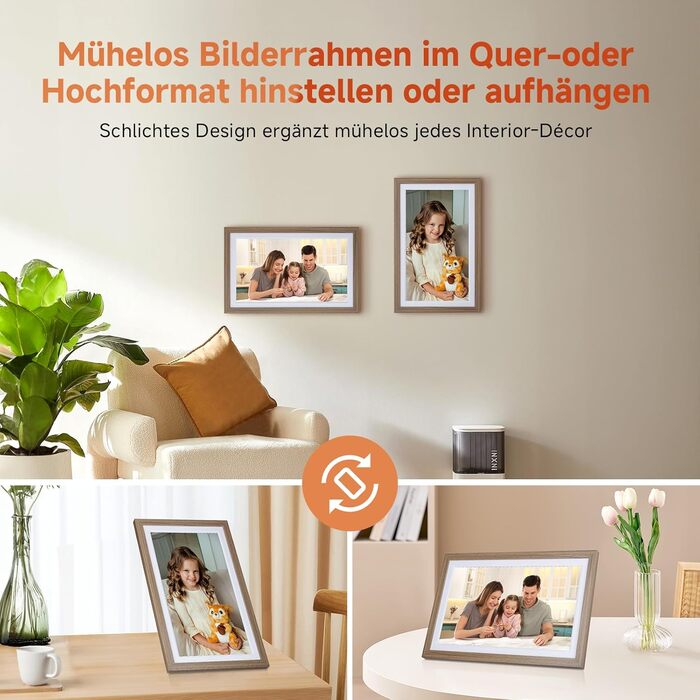 Роллеї Смарт Фрейм WiFi 1010: Цифровий фоторамка 10.1 дюйма з сенсорним екраном IPS, 32GB, дизайн 