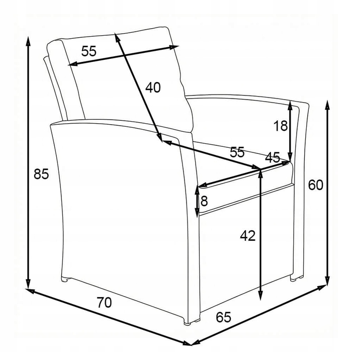 Комплект садових меблів із техноротанга EMWOmeble, сірий, 5 предметів