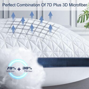 Ортопедичні подушки для сну 40x80 см, 2 шт. для тих, хто спить на боці, з мікрофібровою начинкою, дихаючі, м'які та підтримують (Темно-синій, 48 x 70 см, 2 шт.)