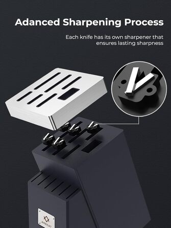 Набір ножів Amegat 14 предметів: кухонний набір з самозаточуванням, нержавіюча сталь, з ергономічними ручками