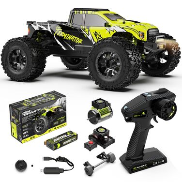 AMORIL 1/10 RTR Brushless RC Автомобіль 50+ км/год для Дорослих, Електричний Позашляховий Монстр-трак 4WD, Водонепроникний, 3S Lipo, Зелений