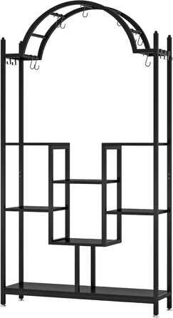 Плантатор Tribesigns з 5 полицями для дому, металевий, з гачками, для квітів, бонсай, сад, балкон, вітальня, білий та сірий (чорний)