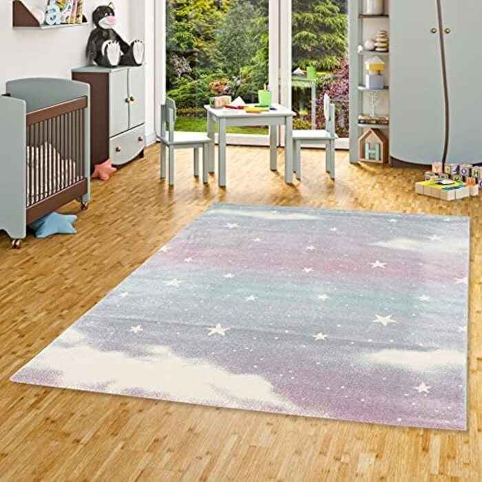 Пергамський килим для дитячої кімнати Maui Kids в пастельних тонах із зображенням хмарного неба в 5 розмірах (120x170 см)