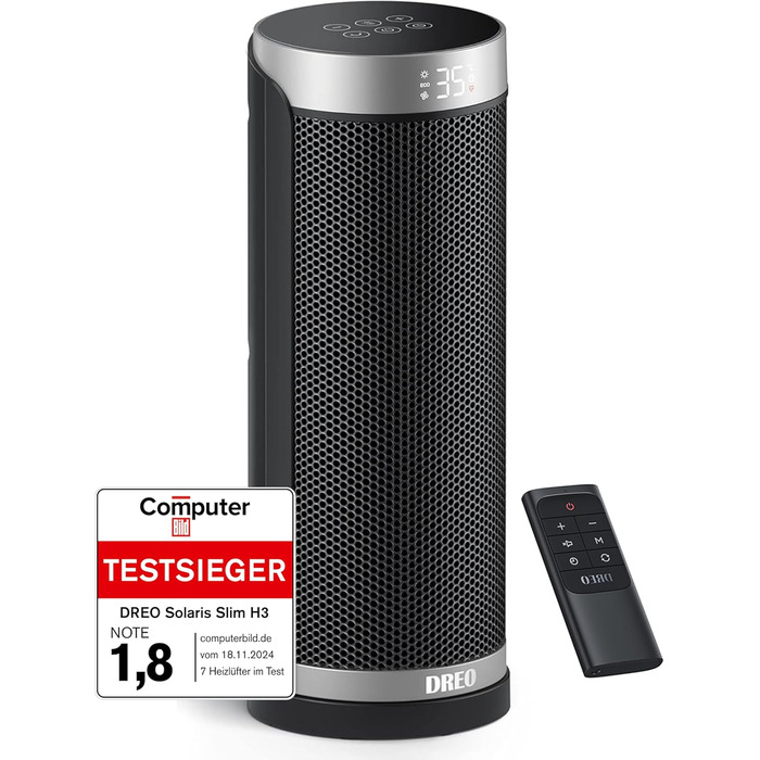 Електричний обігрівач Dreo Solaris Slim H3: тихий, енергоефективний, з осциляцією, пультом керування та захистом від перегріву