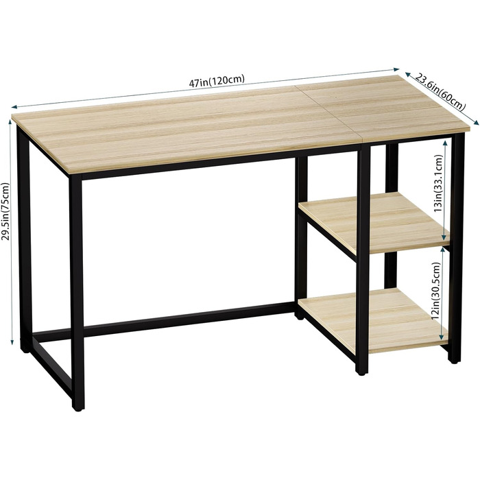 Комп'ютерний стіл WOHOMO білий 100см з місцем для зберігання, для дому та офісу, 60 x 120 см, бежевий