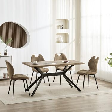 Набір обідніх стільців для кухні, вітальні, їдальні (6 шт., хакі) з м'яким сидінням та металевими ніжками