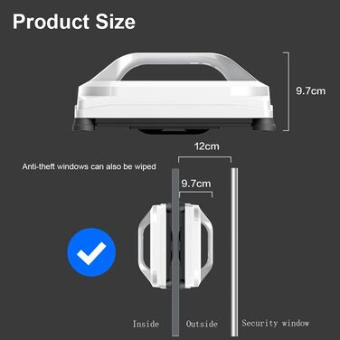 Робот-мийник вікон Topchances - розумний робот для миття скла з керуванням через додаток та пультом. Автоматичний миття вікон для дому та вулиці, підходить для високих вікон та стель. Магнітний, білий.