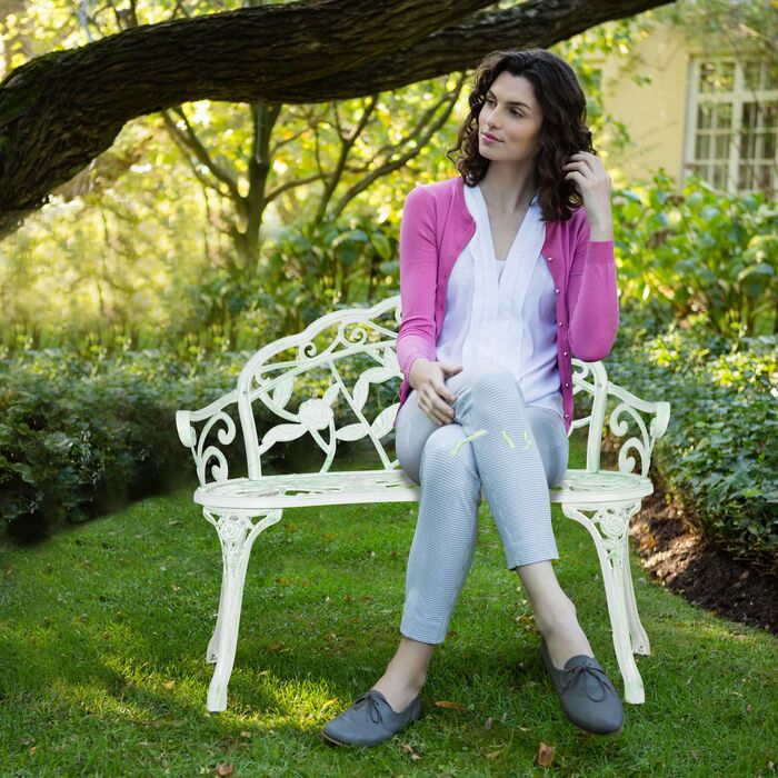 Relaxdays Садовий лавки Роза біло-зелений