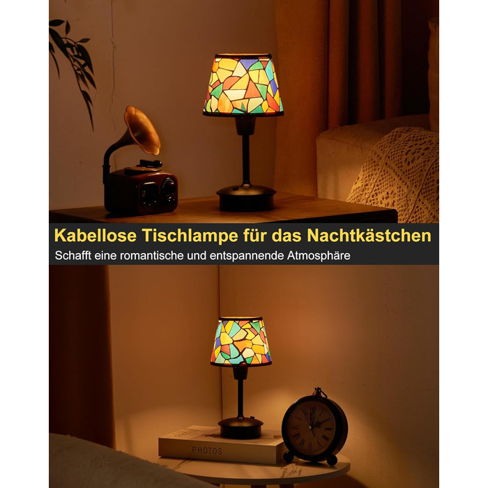 2 шт. Бездротові настільні лампи для обіднього столу з акумулятором 5200mAh, сенсорне регулювання яскравості, портативні лампи для ресторану, вітальні, спальні, бару, їдальні, нічники (багатобарвні, 2 шт.)