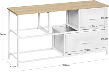 Комод WOLTU з 5 висувними ящиками з тканини, шафа-комод, тумба під TV, для вітальні, спальні, передпокою, з металевим каркасом та ДСП, білий, SSK005ws, білий, 5 тканинних ящиків