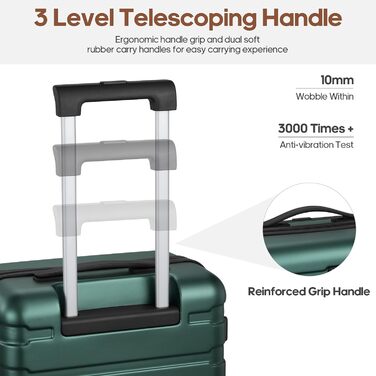 Набір валіз Roadcheer: тріо з полікарбонату з TSA-замком, рюкзак, аксесуари для подорожей (темно-зелений)