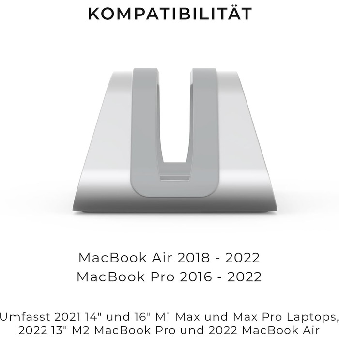 Підставка для ноутбука Vertikaler: стильна підставка для MacBook, MacBook Air, MacBook Pro (алюміній, срібло)