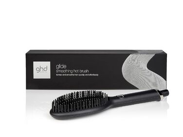 Гаряча щітка ghd Glide для укладання волосся, керамічна технологія з іонізатором для усунення пухнастості, оптимальна температура 185C для салонної гладкої укладки Black Smooth Styling