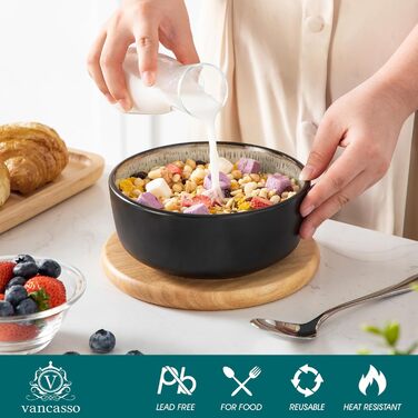 Набір посуду Vancasso AMBER на 12 осіб, 48 предметів: тарілки обідні, десертні, супові, миски. Реактивна глазур, жовтий. Підходить для мийки посуду