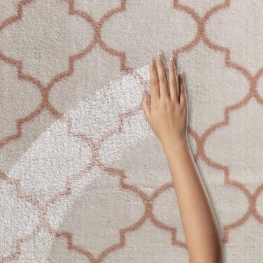 Дизайнерський килим Valetta з коротким ворсом для вітальні в скандинавському стилі бохо, що миється чорно-білий (кремово-рожевий, 060x120 см)