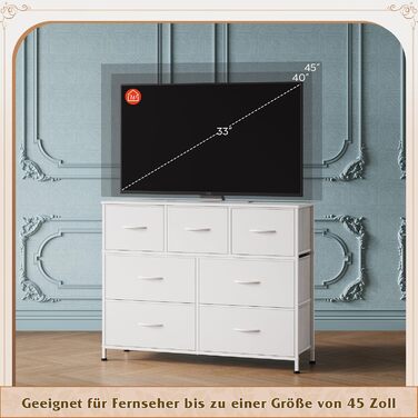 Комод WLIVE з 7 висувними ящиками з тканини, шафа-комод для спальні, комод у вітальню, зі стабільним сталевим каркасом, білий, 7 ящиків, білий