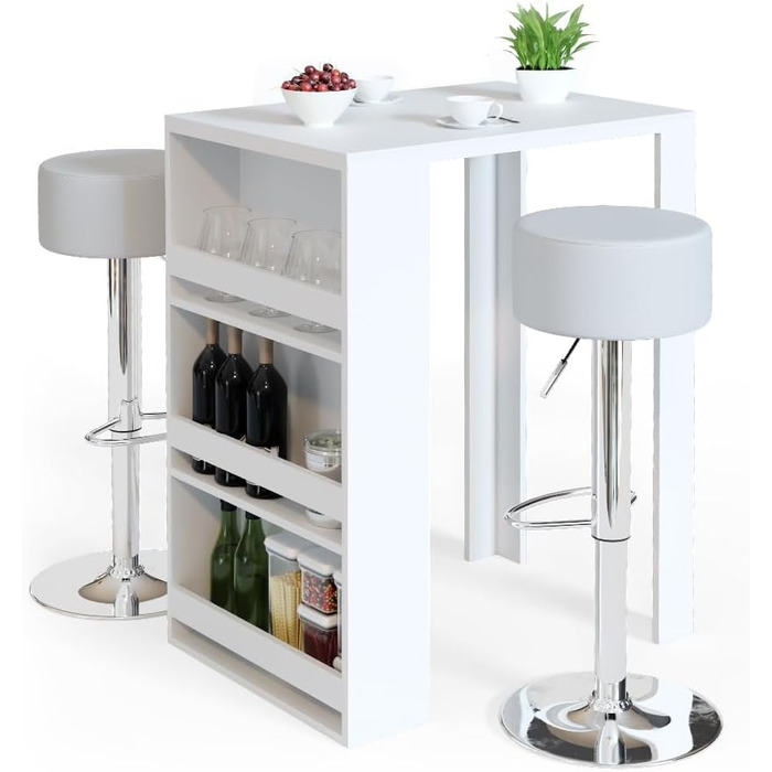 Набір барний стіл та табурети Vicco Bartisch-Set, білий/антрацитовий, 80 x 57 см (2 табурети)