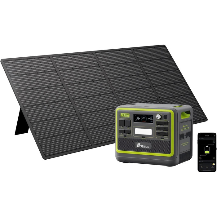 Портативна електростанція FOSSiBOT F2400: 2048Wh LiFePO4, 2400W (4800W пік), 230V, 3 виходи AC, сонячний генератор для дому, кемпінгу та резервного живлення