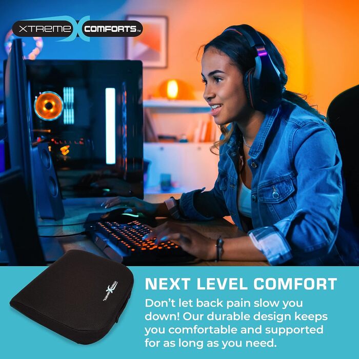 Подушка для сидіння Xtreme Comforts - підходить для офісного крісла, робочого столу, інвалідного візка та авто. Зручна спинна подушка з ручкою.
