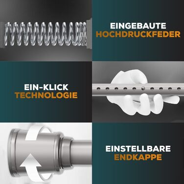 Штанга для штор без свердління 370-420 см, Ø 32 мм, сіра - штанга для кріплення штор, душової кабіни, дверей та шафи