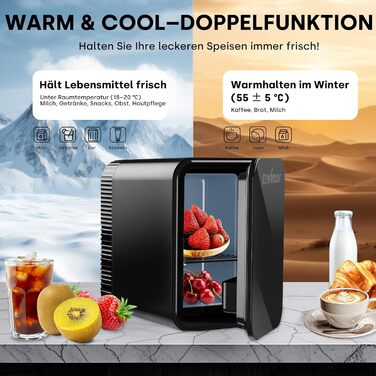 Mini холодильник Enventor 10L: портативний, з подвійним охолодженням, 12V/220V, для авто, спальні, офісу, чорний