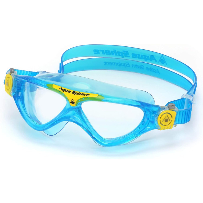 Маска для плавання Aqua Sphere Unisex Vista Jnr (1 упаковка) світло-блакитний і жовтий - прозора лінза Набір одного розміру з дитячими окулярами