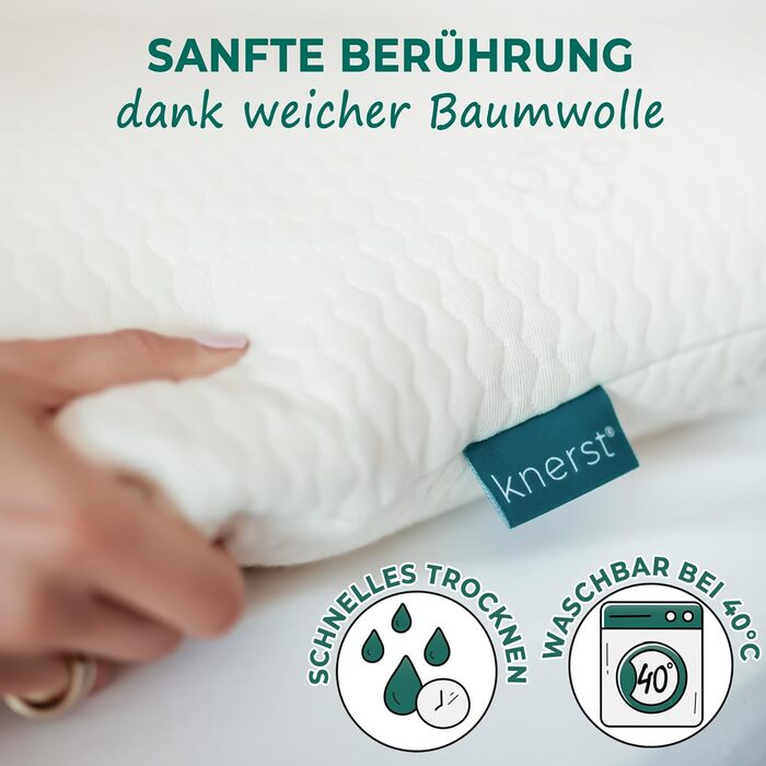 Ортопедична подушка KNERST® для шиї: комфорт та підтримка для здорового сну - подушка з Memory Foam, 9 см, сумісна з чохлами 40x80 см